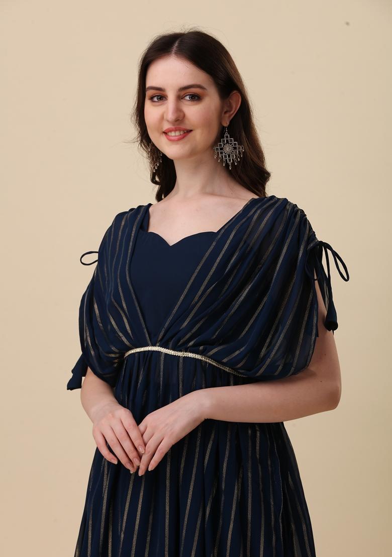 Blue Embroidered Georgette Salwar Kameez