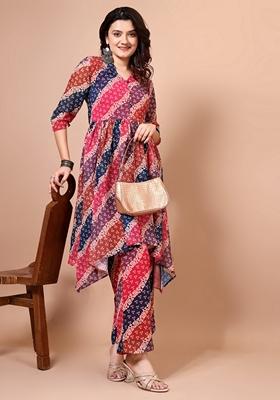 Multicolor Embroidered Georgette Salwar Kameez