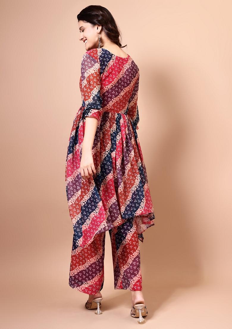 Multicolor Embroidered Georgette Salwar Kameez