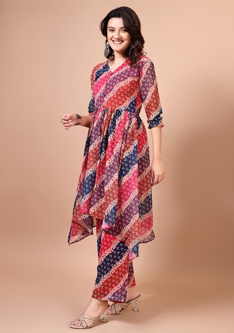 Multicolor Embroidered Georgette Salwar Kameez