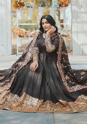 Black Sequin Embroidered Silk Salwar Kameez