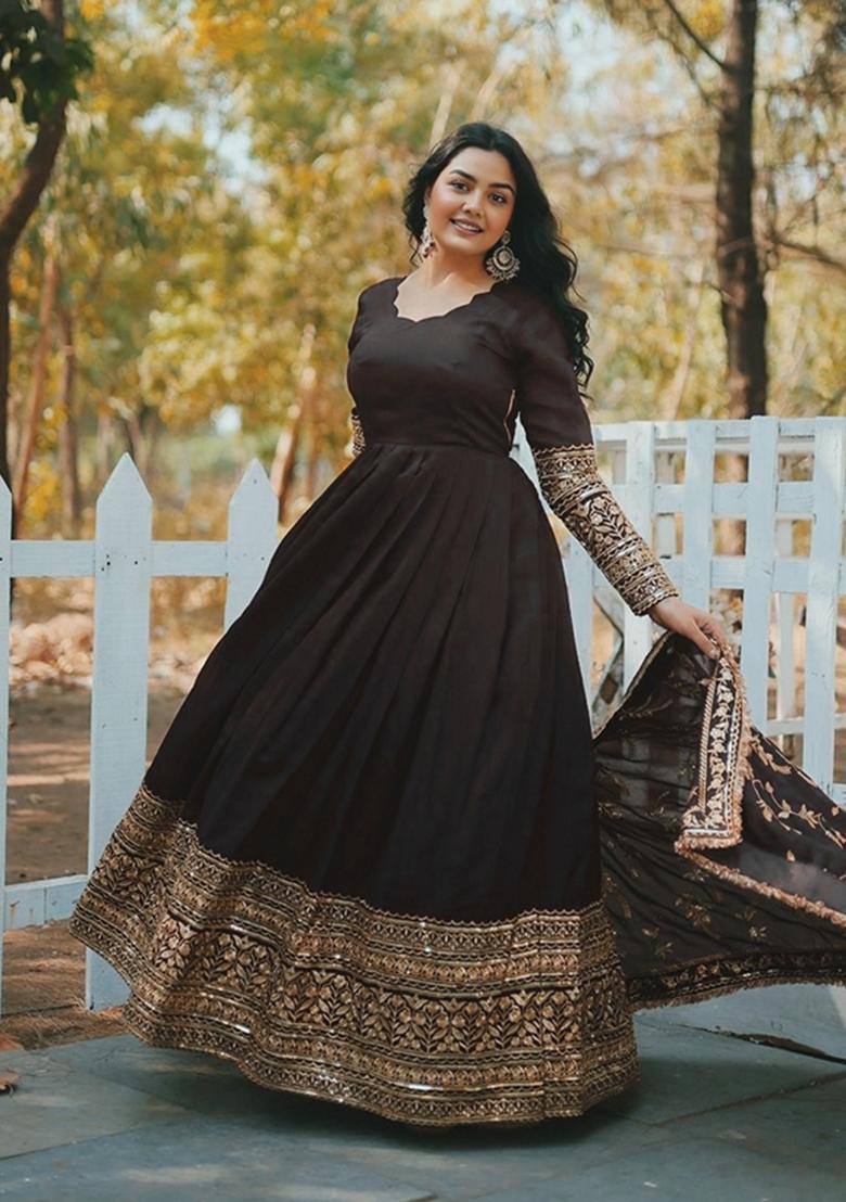 Black Sequin Embroidered Silk Salwar Kameez