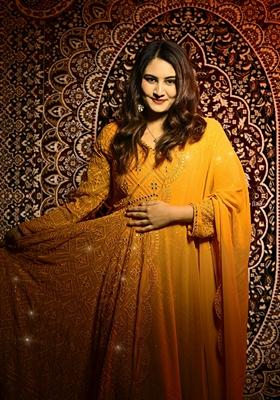 Yellow Sequin Embroidered Georgette Salwar Kameez