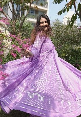 Purple Sequin Embroidered Georgette Salwar Kameez