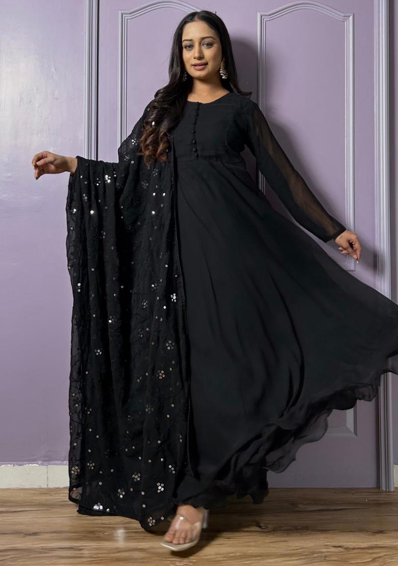 Black Embroidered Georgette Salwar Kameez