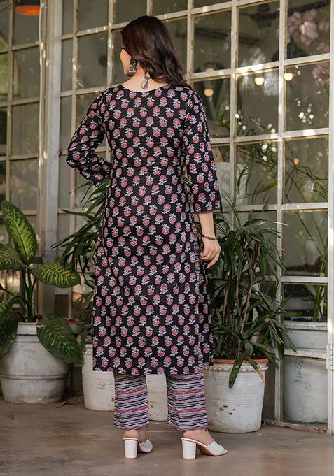 Exclusive Black Cotton Salwar Kameez Dress Material with Kota Dupatta BPK11 main image 1