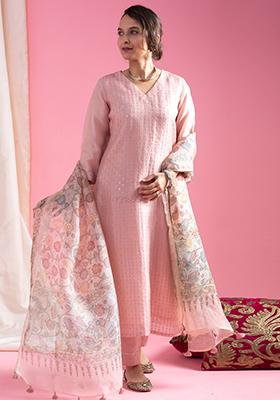 Pink Printed Viscose Salwar Kameez