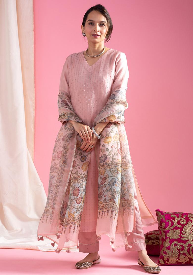 Pink Printed Viscose Salwar Kameez