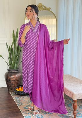 Purple Embroidered Silk Salwar Kameez