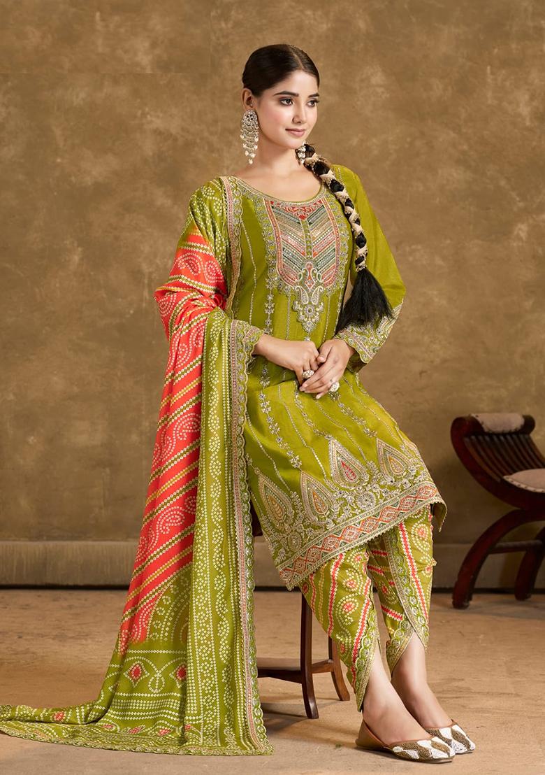 Green Embroidered Silk Salwar Kameez