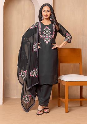 Black Embroidered Georgette Salwar Kameez