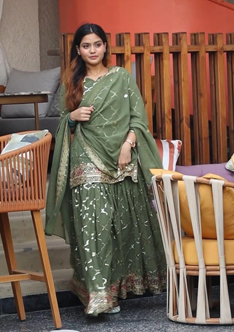 Green Embroidered Georgette Salwar Kameez