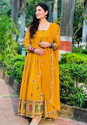 Yellow Embroidered Georgette Salwar Kameez