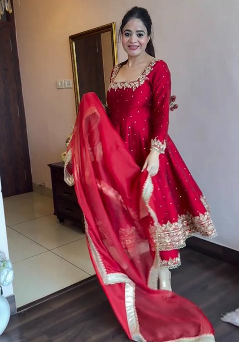 Rust Ruby Silk Pant Salwar Kameez