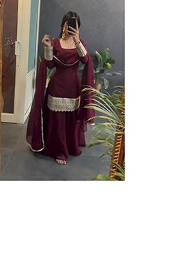 Maroon Embroidered Georgette Salwar Kameez
