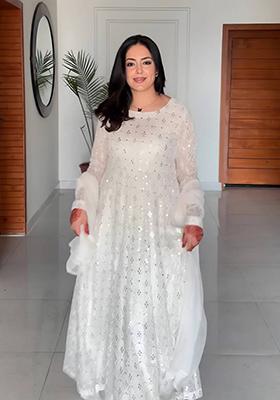 White Embroidered Georgette Salwar Kameez