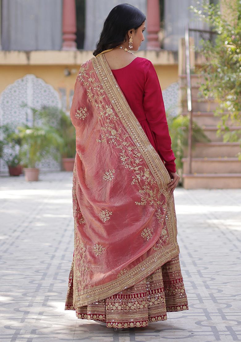 Pink Embroidered Silk Anarkali set