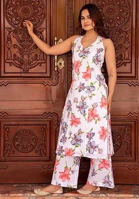 White Embroidered Cotton Salwar Kameez