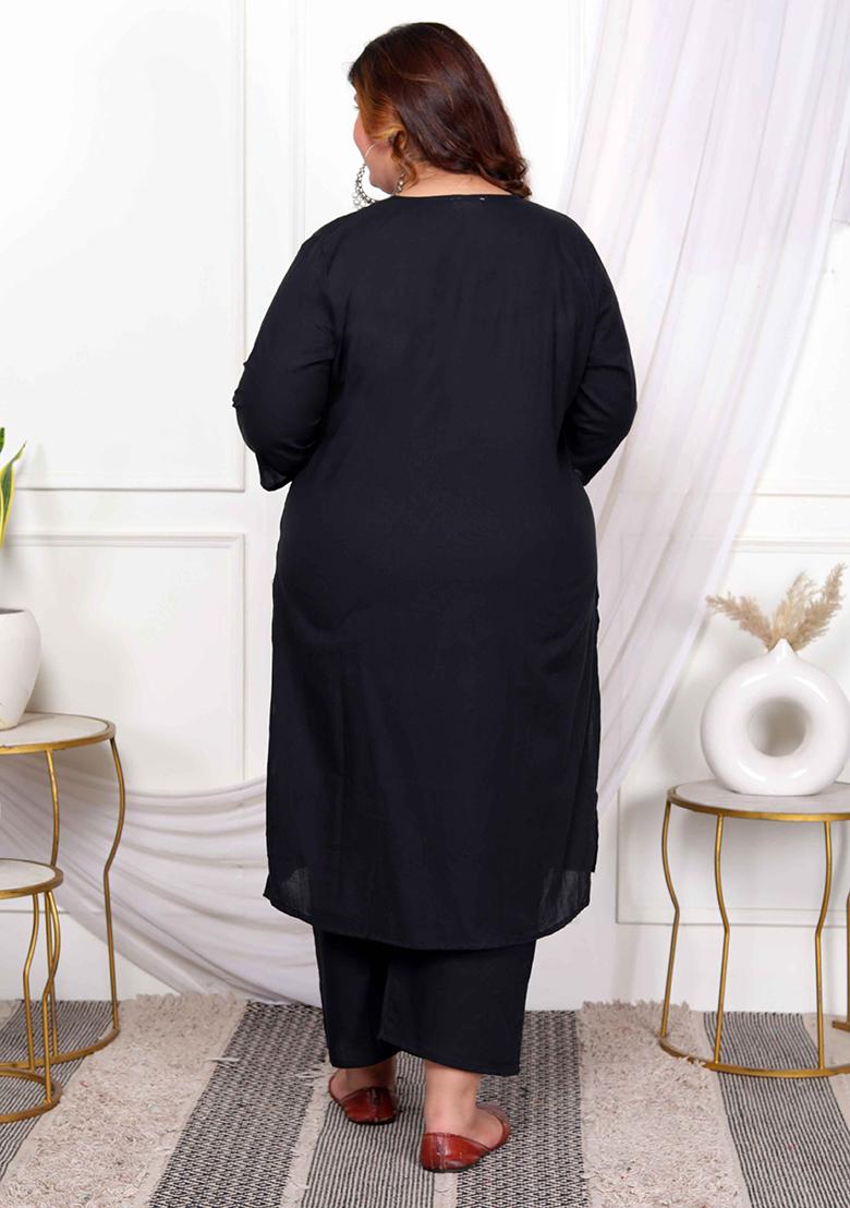 Black Printed Cotton Salwar Kameez