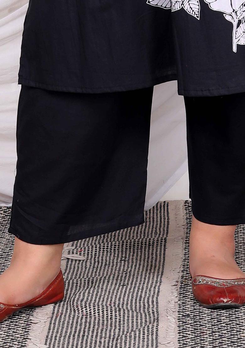 Black Printed Cotton Salwar Kameez