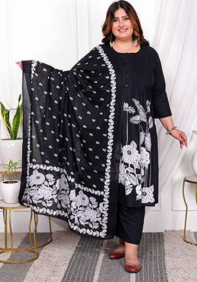 Black Printed Cotton Salwar Kameez