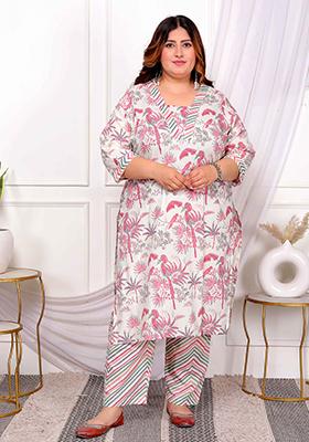 Light Pink Printed Cotton Salwar Kameez