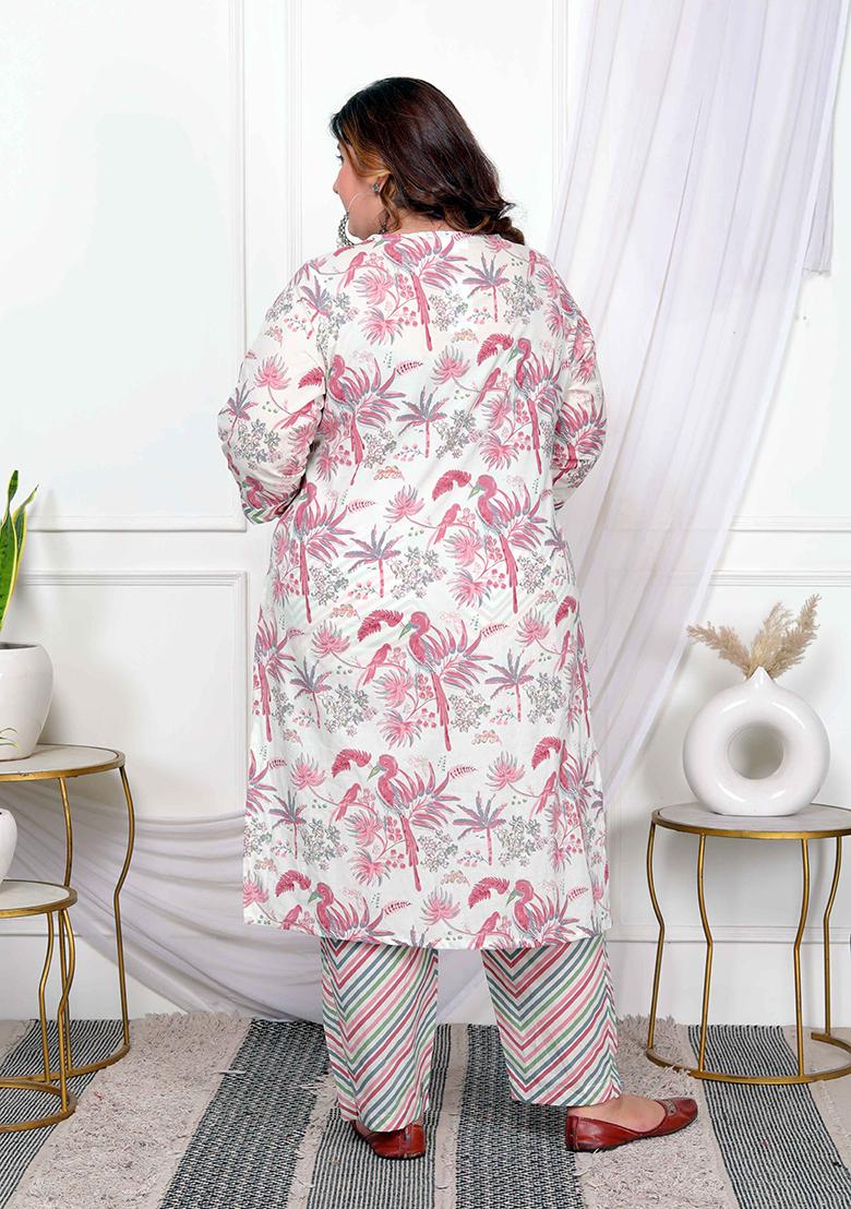 Light Pink Printed Cotton Salwar Kameez