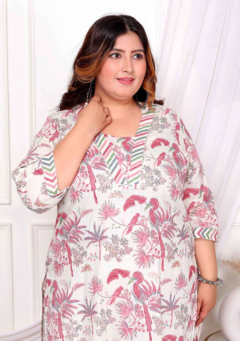 Light Pink Printed Cotton Co Ord Set - Indya