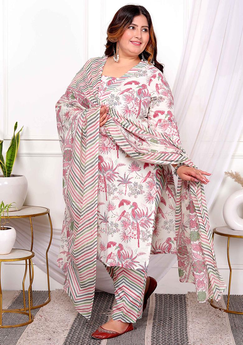 Light Pink Printed Cotton Salwar Kameez