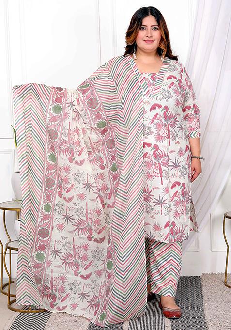 Light Pink Printed Cotton Salwar Kameez