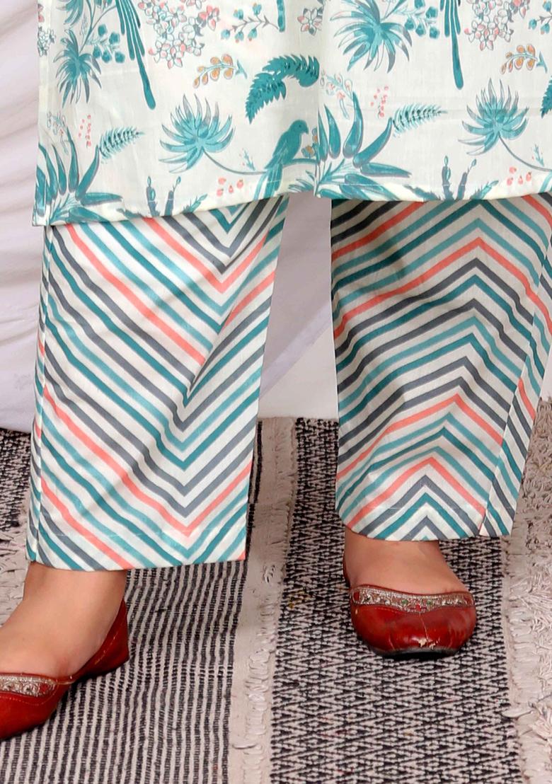 Light Green Printed Cotton Salwar Kameez