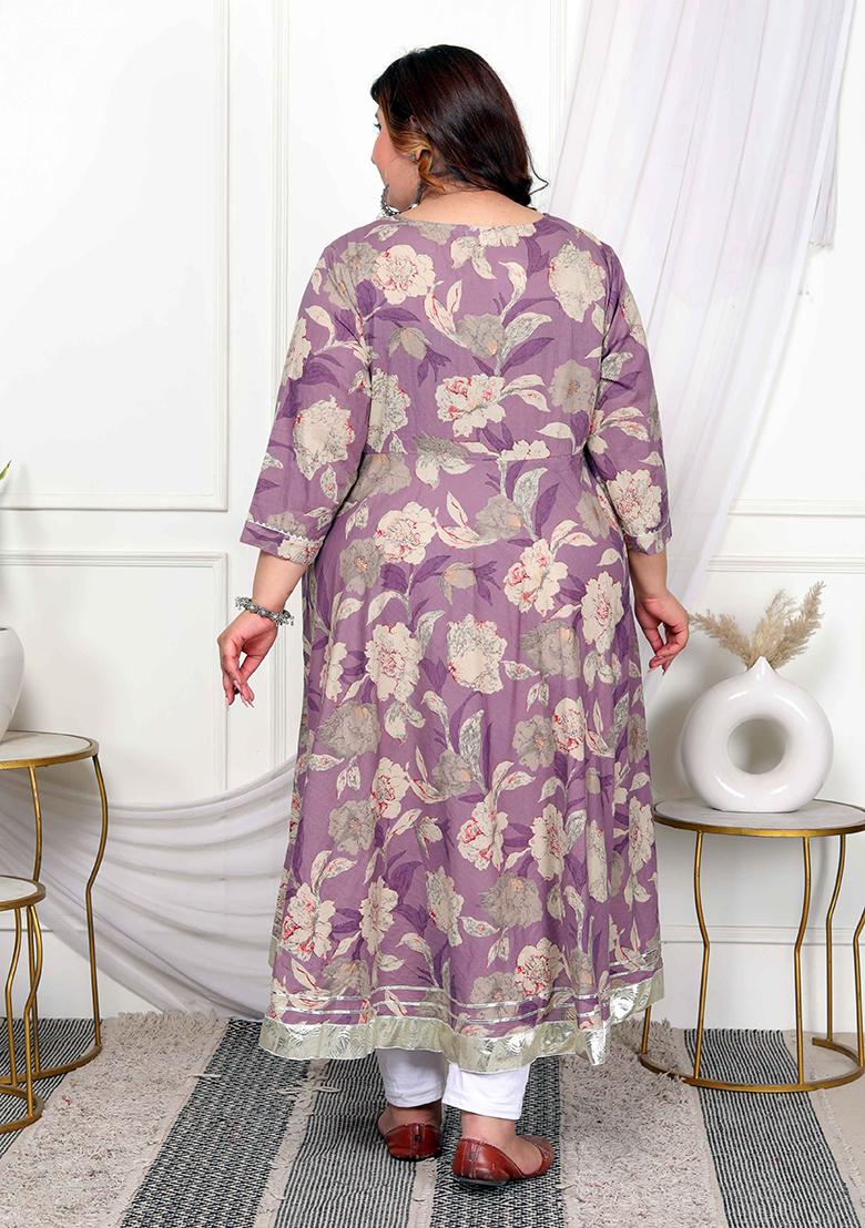Purple Gota Lace Cotton Anarkali
