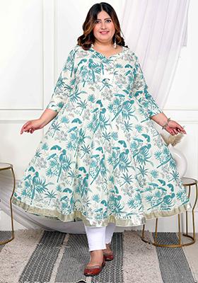 Light Green Gota Lace Cotton Anarkali