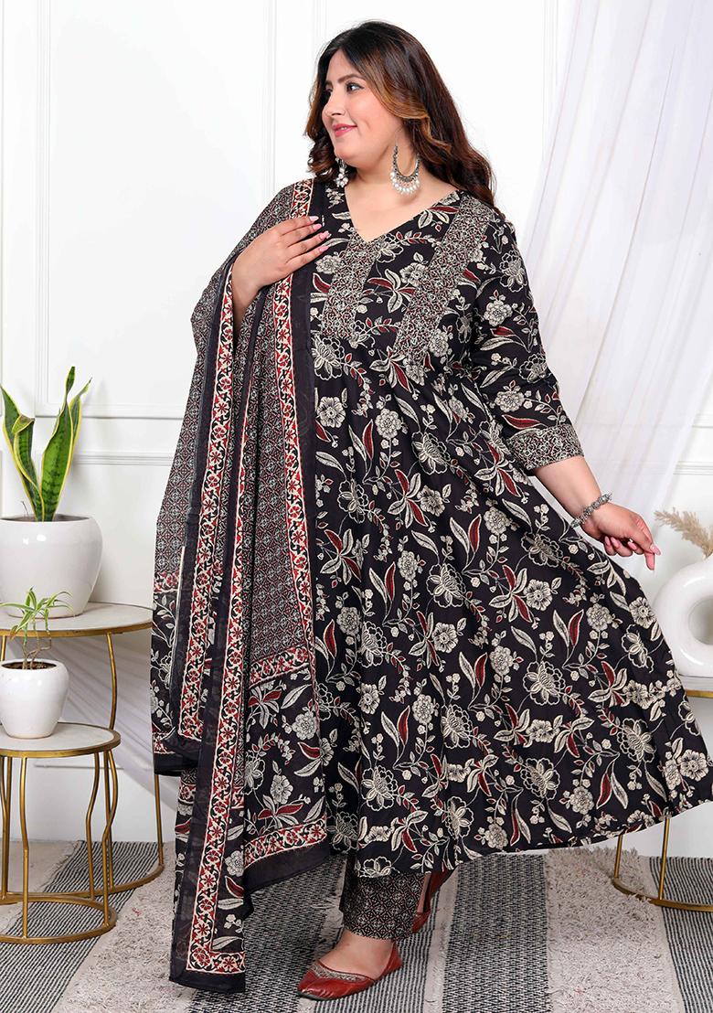 Multicolour Floral Print Cotton Salwar Kameez