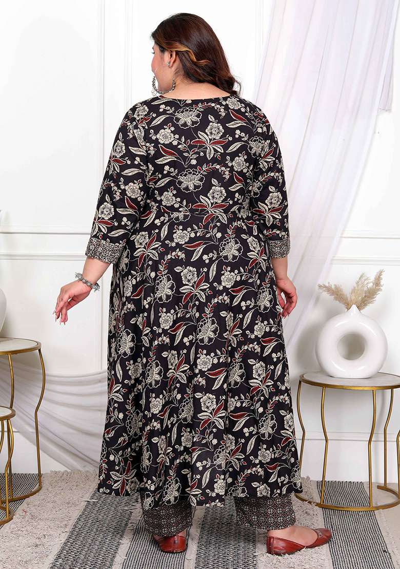 Multicolour Printed Cotton Anarkali Set - Indya