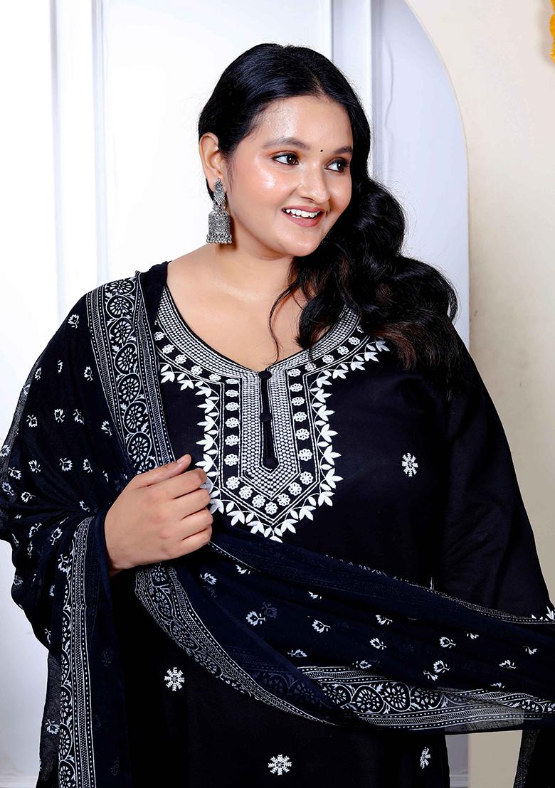 Black Chikankari Rayon Salwar Kameez