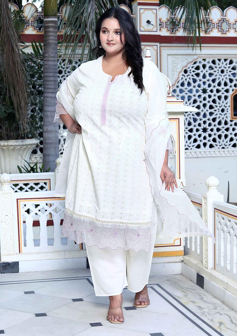 Beige Sequin Embroidered Organza Salwar Kameez