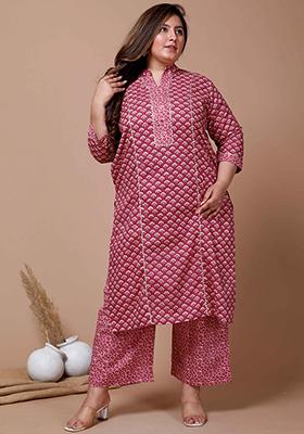 Pink Printed Cotton Salwar Kameez