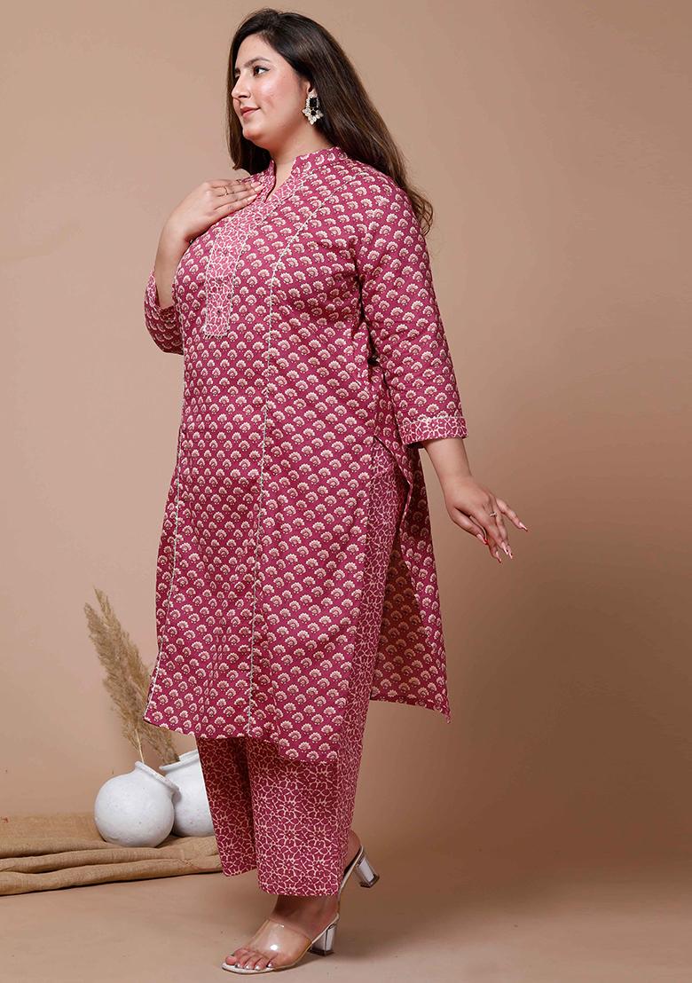 Pink Printed Cotton Salwar Kameez