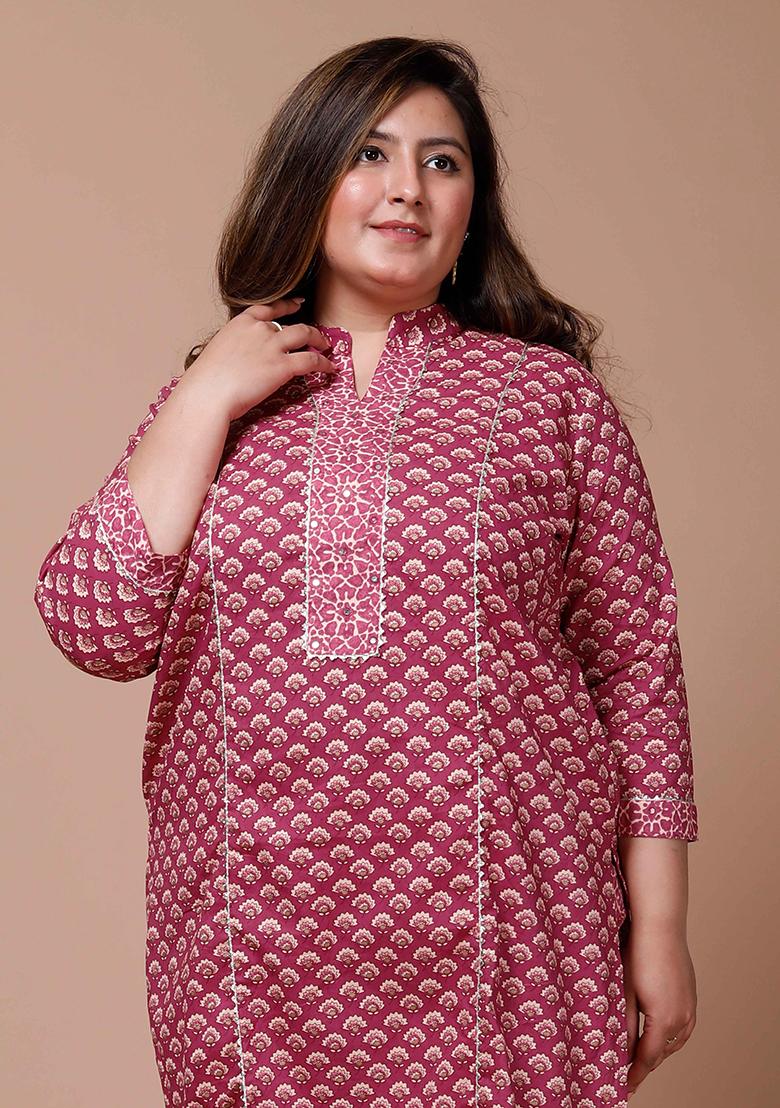 Pink Printed Cotton Salwar Kameez