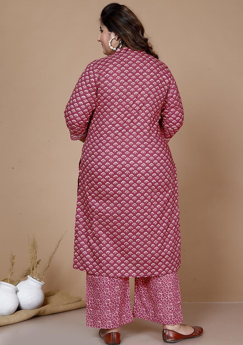 Pink Printed Cotton Salwar Kameez