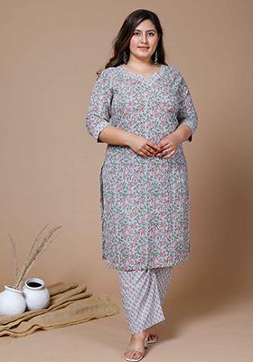 Blue Printed Cotton Salwar Kameez