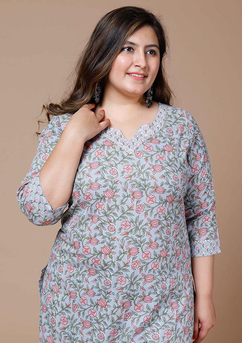 Blue Printed Cotton Salwar Kameez