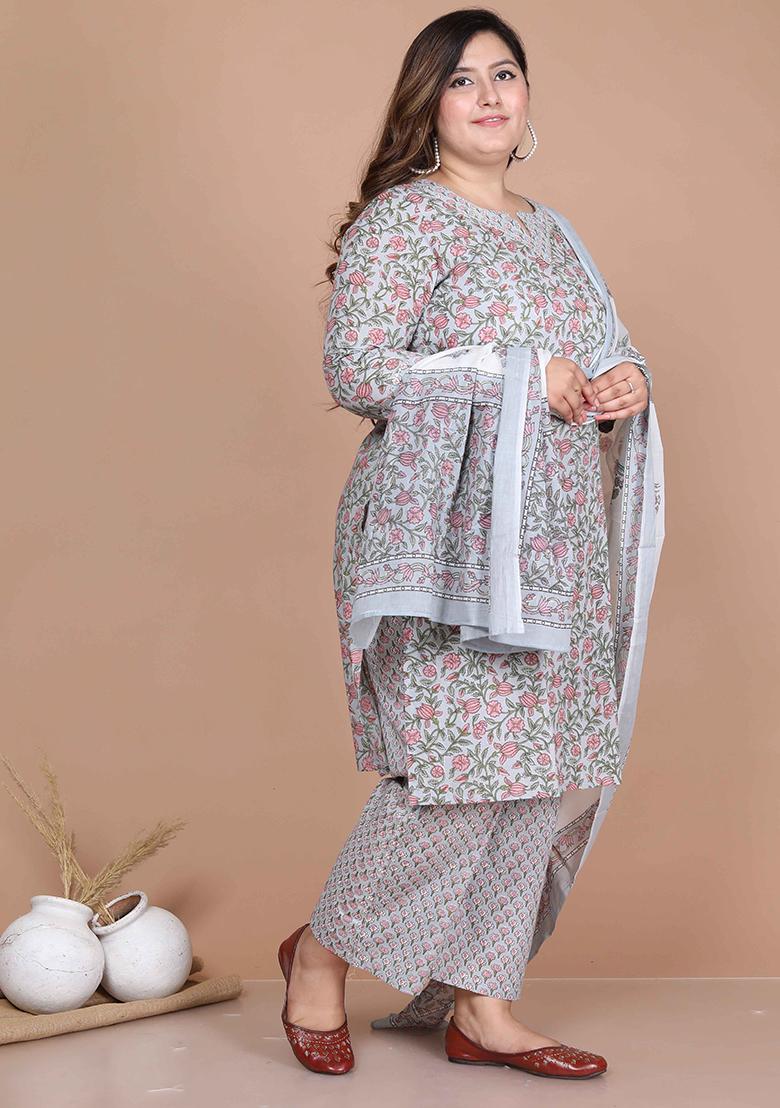 Blue Printed Cotton Salwar Kameez