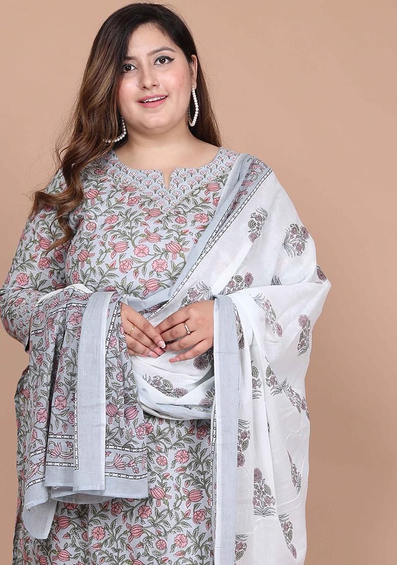 Blue Printed Cotton Salwar Kameez