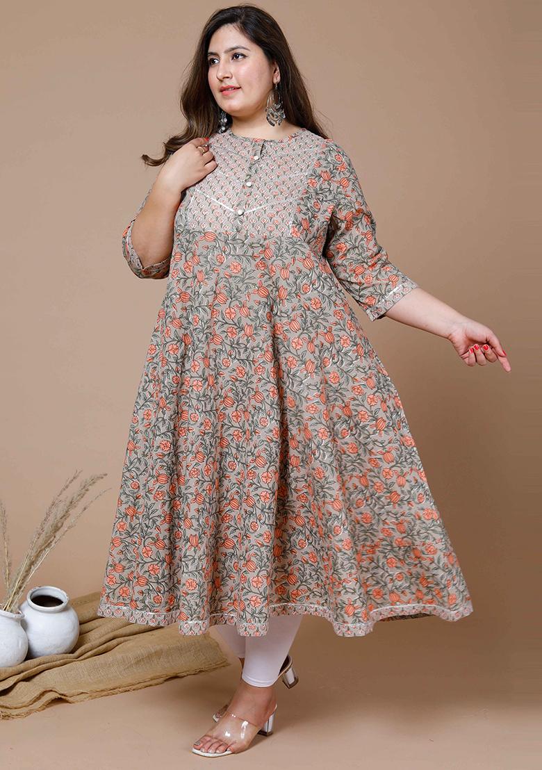 Brown Gota Work Cotton Anarkali