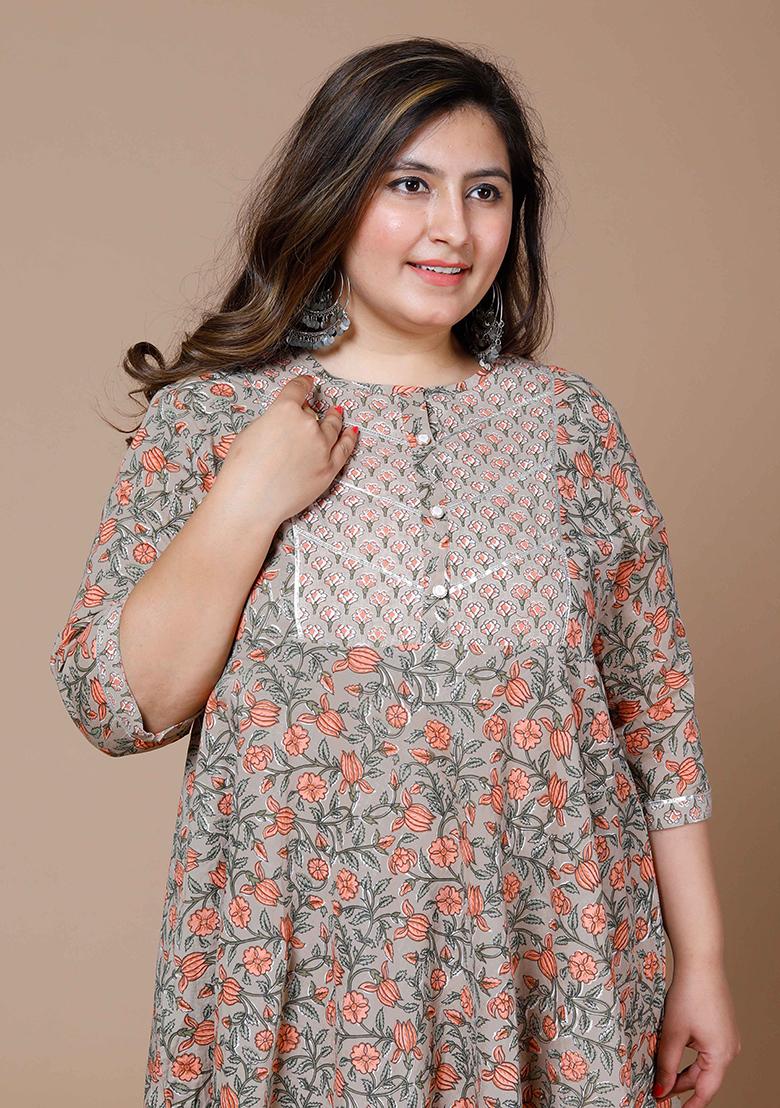 Brown Gota Work Cotton Anarkali