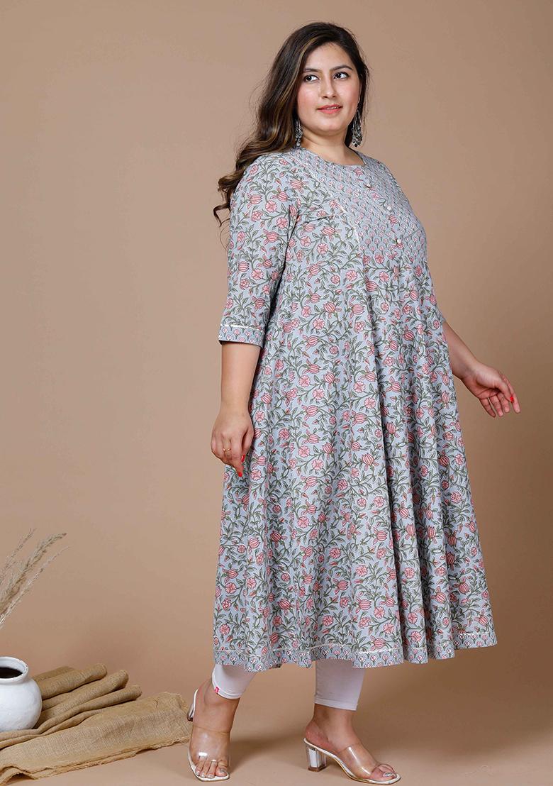 Blue Gota Work Cotton Anarkali