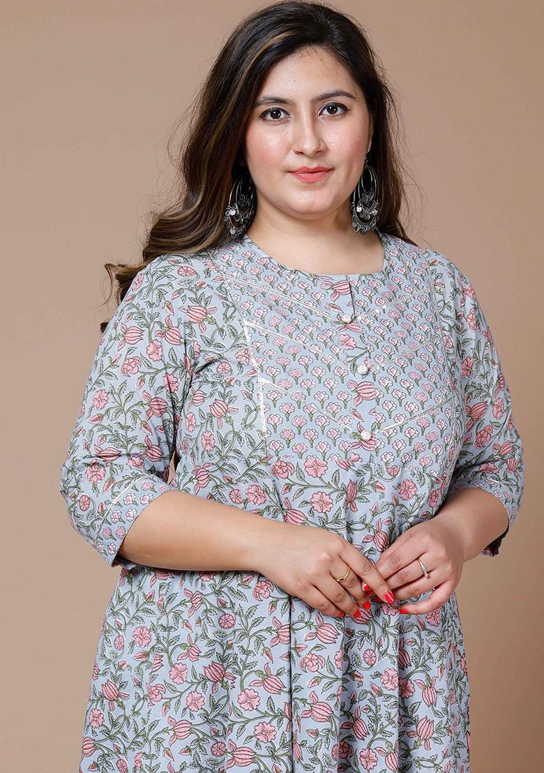 Blue Gota Work Cotton Anarkali