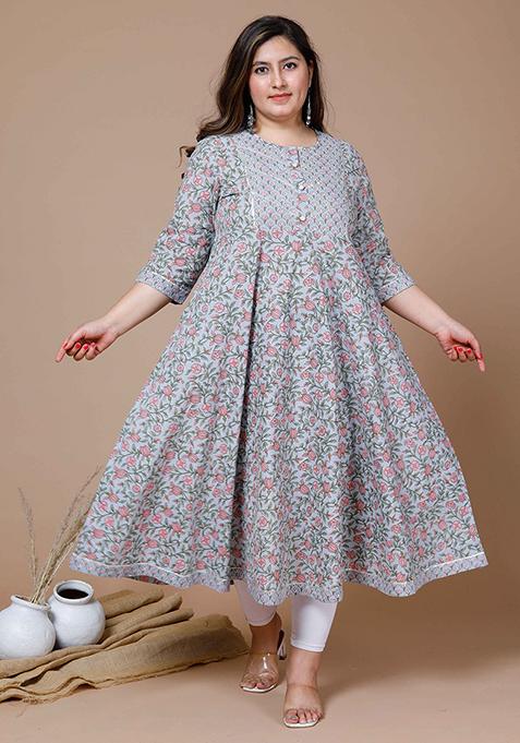 Blue Gota Work Cotton Anarkali